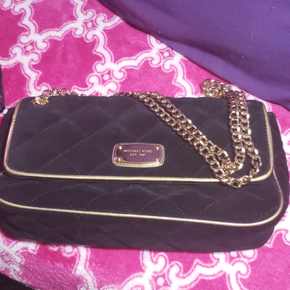 Quilted Suede Shoulder Bag
